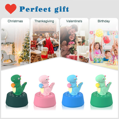 ELE DEPI 60 Minutes Mechanical Kitchen Timer,Cute Dinosaur Timer for Kids,Wind Up Egg Timer for Cooking,Reading,Classroom and Do Sports. (Light Green)