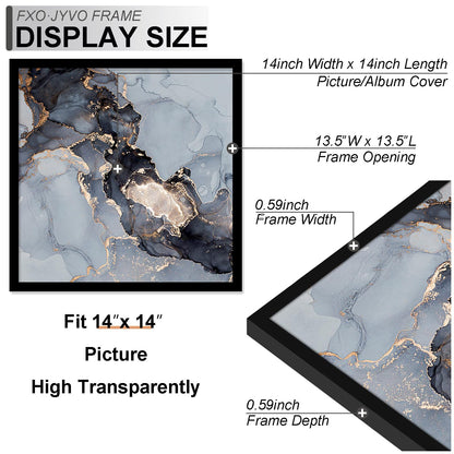 Fxojyvo 14x14 Frame Set of 6, Black Picture Frame for 14 x 14 Square Picture Poster Photo, Light Weight and High Transparent 14 by 14 Frame for Wall - 6 Pack/Black/14 x14