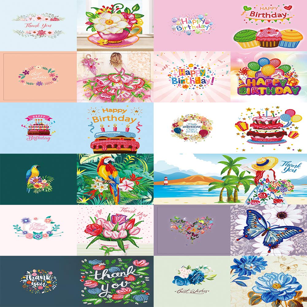 ycyingcheng 5D Diamond Painting Greeting Cards, 12 PCS DIY Rhinestone Art Greeting Card for Holidays Festival Craft Your Girlfriend Birthday Christmas Cards Handmade Gift(GC C001)