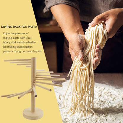 Pasta Drying Rack 16 Arms–12.9" Wooden Noodle Drying Stand with 6" Hanging Bars for Fresh Spaghetti Fettuccine Homemade Pasta
