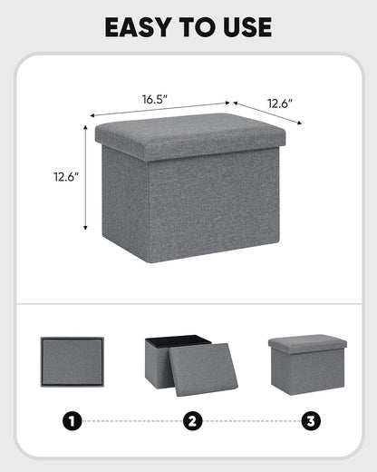 16.5"x12.6"x12.6" B FSOBEIIALEO Folding Storage Ottoman Cube Linen Ottomans for Living Room, Bedroom, Home Office, Dorm