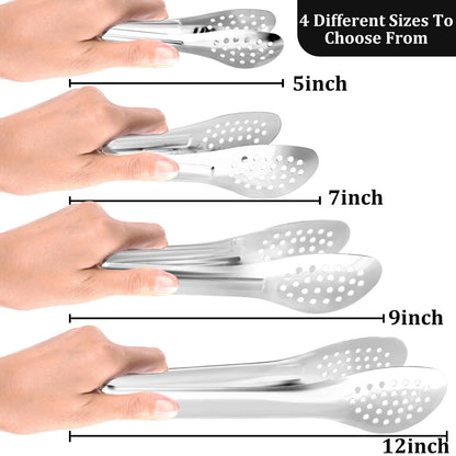 XEVOM Serving Tongs, 8 Pack, 7 Inch, Stainless Steel, Silver, Buffet Tongs