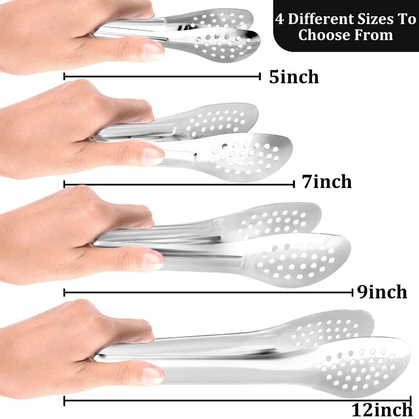 Serving Tongs, Kitchen Tongs,Buffet Tongs, XEVOM Stainless Steel Food Tong Serving Tong,small tongs, Serving Utensils (12 Inch)