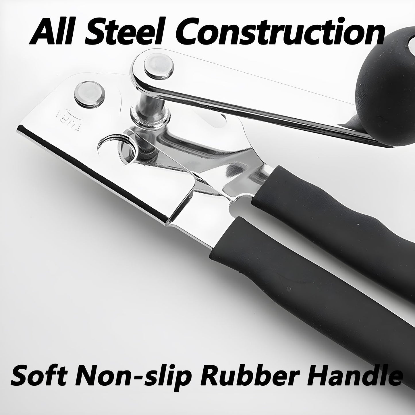 [Upgrade] Commercial Can Opener, Durable All-Steel Construction - RICKUNCL Hand Crank Can Opener with Magnet, Comfortable Extra-long Handles, Oversized Knob, Professional Ergonomic & Easy for Big Cans
