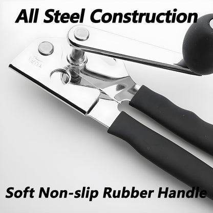 [Upgrade] Commercial Can Opener, Durable All-Steel Construction - RICKUNCL Hand Crank Can Opener with Magnet, Comfortable Extra-long Handles, Oversized Knob, Professional Ergonomic & Easy for Big Cans
