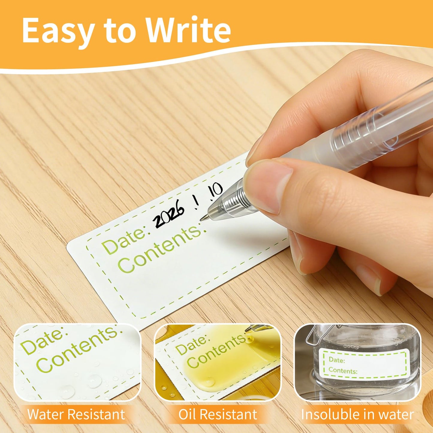 1000 Pcs Removable Freezer Labels, 1 x 3 Inch Food Labels for Food Containers, Food Date Stickers, Easy to Clean Write On Refrigerator Freezer Paper Labels, No Residue for Kitchen