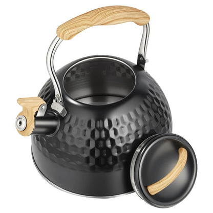 Stainless Steel Whistling Tea Kettle 3 L Tea Kettle Stovetop Teapot Hot Water Kettle with Whistle Spout, Fast Boiling, Living Electric Kettle Stove Top Food Grade Coffee Milk Tea Pot Folding Handle
