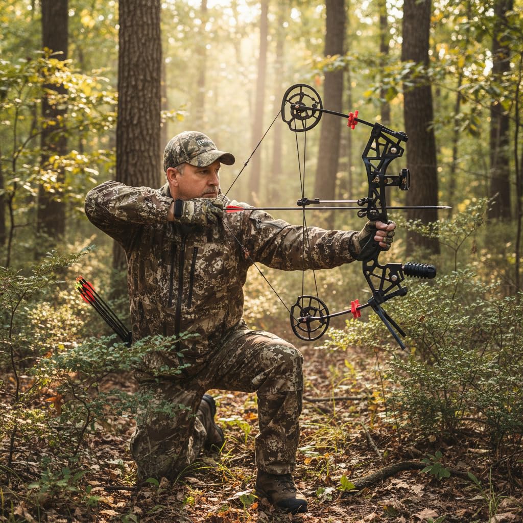 FQH Battle Falcon 40-65 Lbs Short Axle Steel Ball Compound Bow, Dual Use Hunting Archery Set for Adult Beginners Outdoor Training