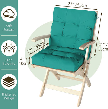 42x21x4 Inch Outdoor Chair Cushion, Patio Cushions for Dining/Rocking Chairs, High Back Soft Seat Pad with Ties, Indoor