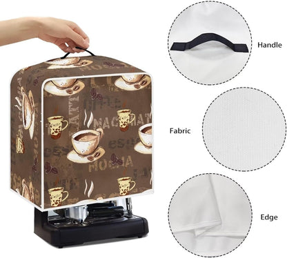Coffee Maker Dust Cover Monstera, Foldable Washable Coffee Machine Cover with Top Handle, Protective Covers Home