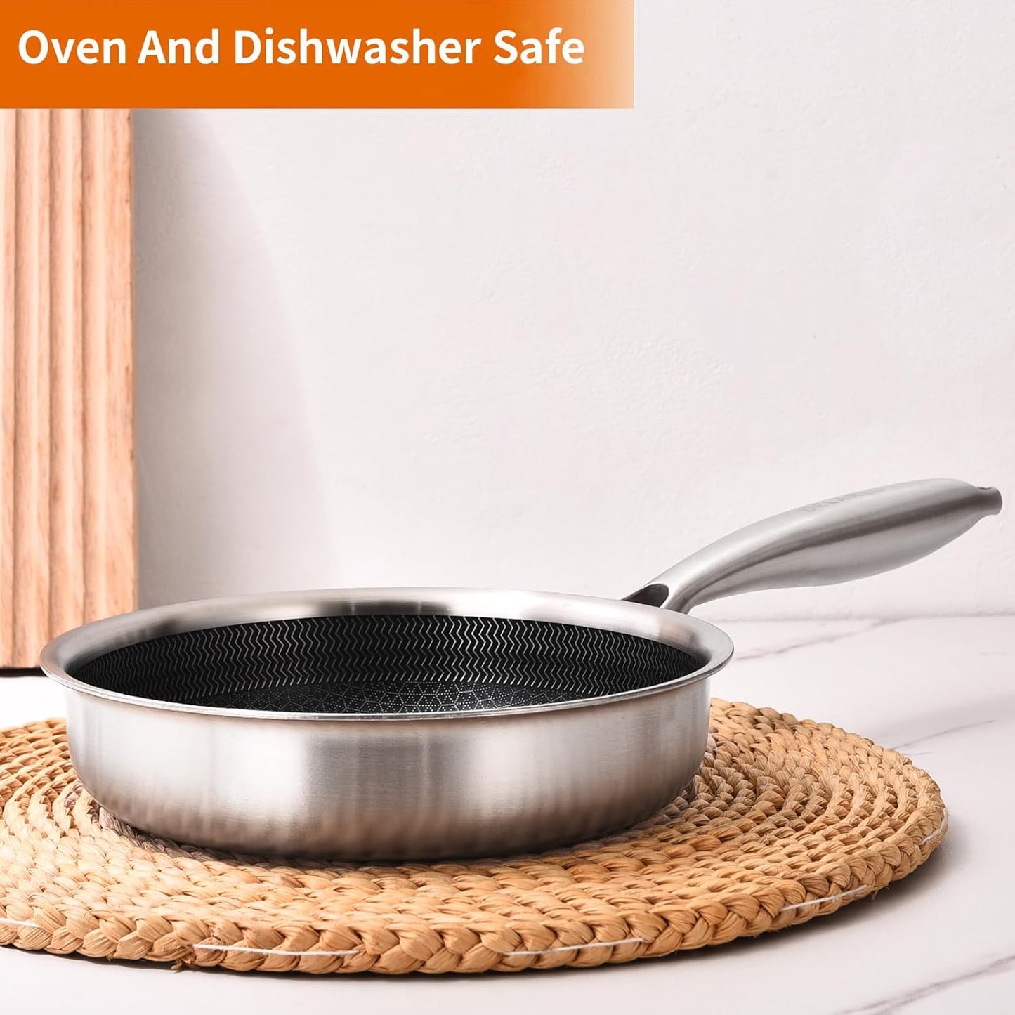 DELARLO 6-Inch Whole Body Tri-Ply Stainless Steel Mini Frying Pan, Oven Safe Induction Skillet, Detachable Handle