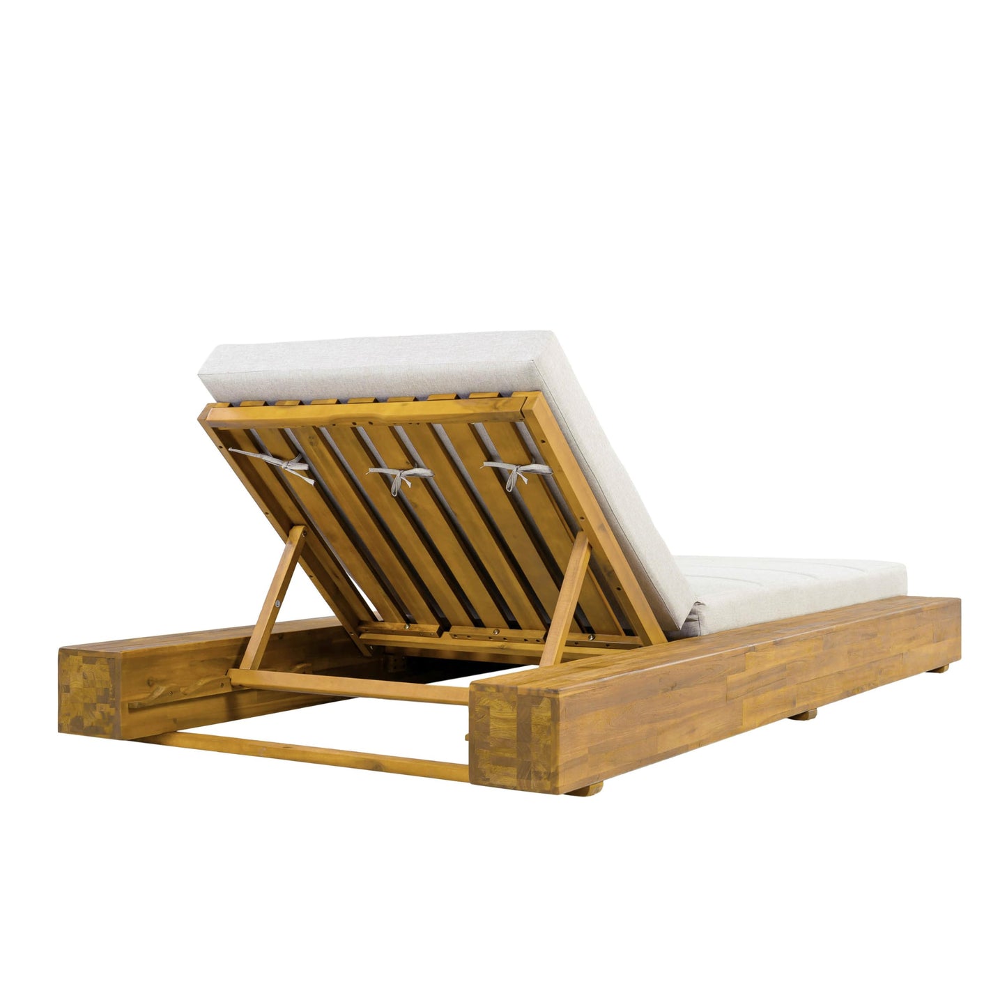 Christopher Knight Home Tory Acacia Wood Chaise Lounge Chair Outdoor Set of 2, Poolside Sun Lounger Recliner, Patio Outdoor Chaise Lounge with Cushions, Adjustable Backrest Lounge Sofa, Beige+Teak