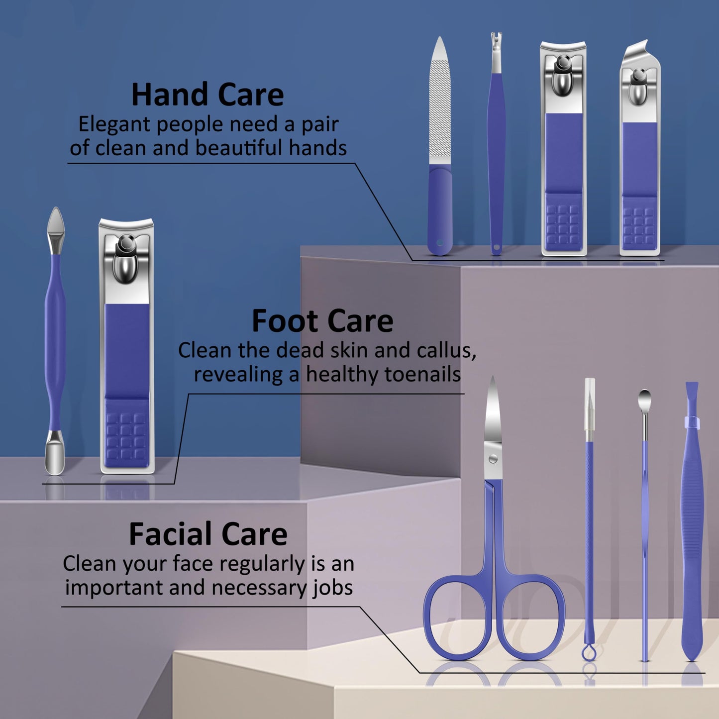 BLESWIN 10-Piece Nail Care Kit, Professional Manicure Set with Green Leather Case, Ideal for Women & Men