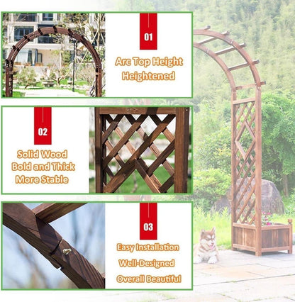 Heavy Duty Wedding Arch Wooden Garden Arbor Weatherproof Rose Archway Trellis for Climbing Plants Easy to Assemble 1.2m 1.4m 1.6m 1.8m(120cm/47.2inch)