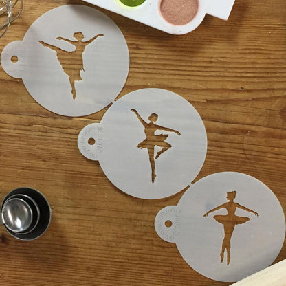 Designer Stencils Ballerina Cookie Stencil Set, Beige/Semi-Transparent, fits 3 inch circle