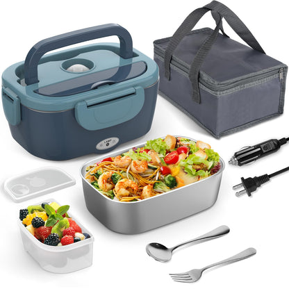 Electric Lunch Box Food Heater 80W Heated Lunch Box for Adults 12V 24V 110V 220V Portable Food Warmer LunchBox Lonchera Eléctrica Portátil for Car Truck Work Driver Valentine's Gift for Men Women