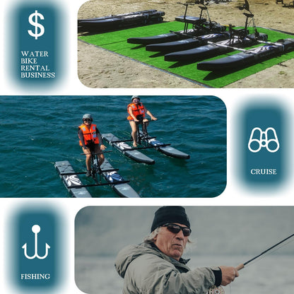 Spatium SUP Water Bike Boats for Lake Inflatable Water Bikes 2.0 Medal Pedal Boats Inflatable Fishing Boat Pedal Kayak Water Sports+Mat