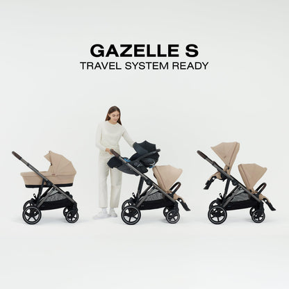 Cybex Gazelle S Stroller Modular Double for Infant and Toddler Includes Detachable Shopping Basket Over 20+ Configurations Folds Flat Easy Storage, Seashell Beige, 1.0 Count, 28.4 pounds