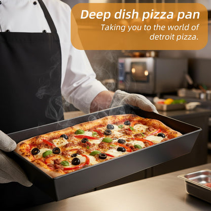 IMengjbang 3 Pcs Detroit Style Pizza Pan 10x14x2.5 Non-Stick Rectangle Deep Pizza Pans Heat-Resistant Pre-Seasoned Detroit Deep Dish Pizza Pan Carbon Steel Sicilian Style Pans Dish Bakeware