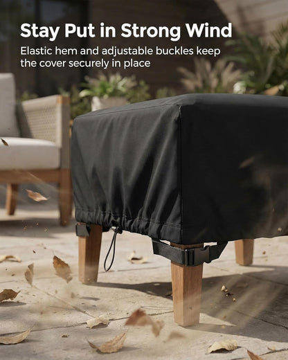 Yagvany 600D 25 25 18 Inch, Square Waterproof Patio Ottoman Cover, Heavy Duty Outdoor Furniture Cover with Windproof