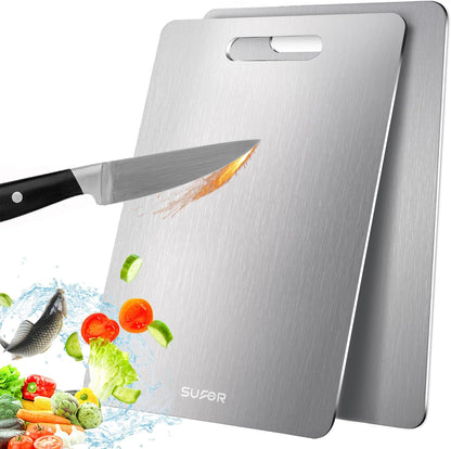 2 Pack 100% Vegetables,15 11 Titanium Cutting Board - Pure Titanium Cutting Boards For Kitche,Easy to clean