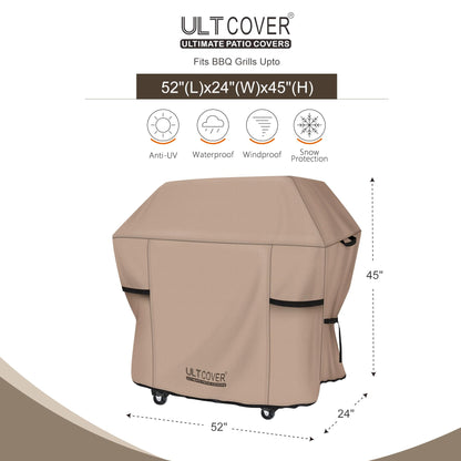 ULTCOVER Waterproof Grill Cover 52 inch, Heavy Duty BBQ Cover for 2-4 Burners Outdoor Gas Barbecue Grill