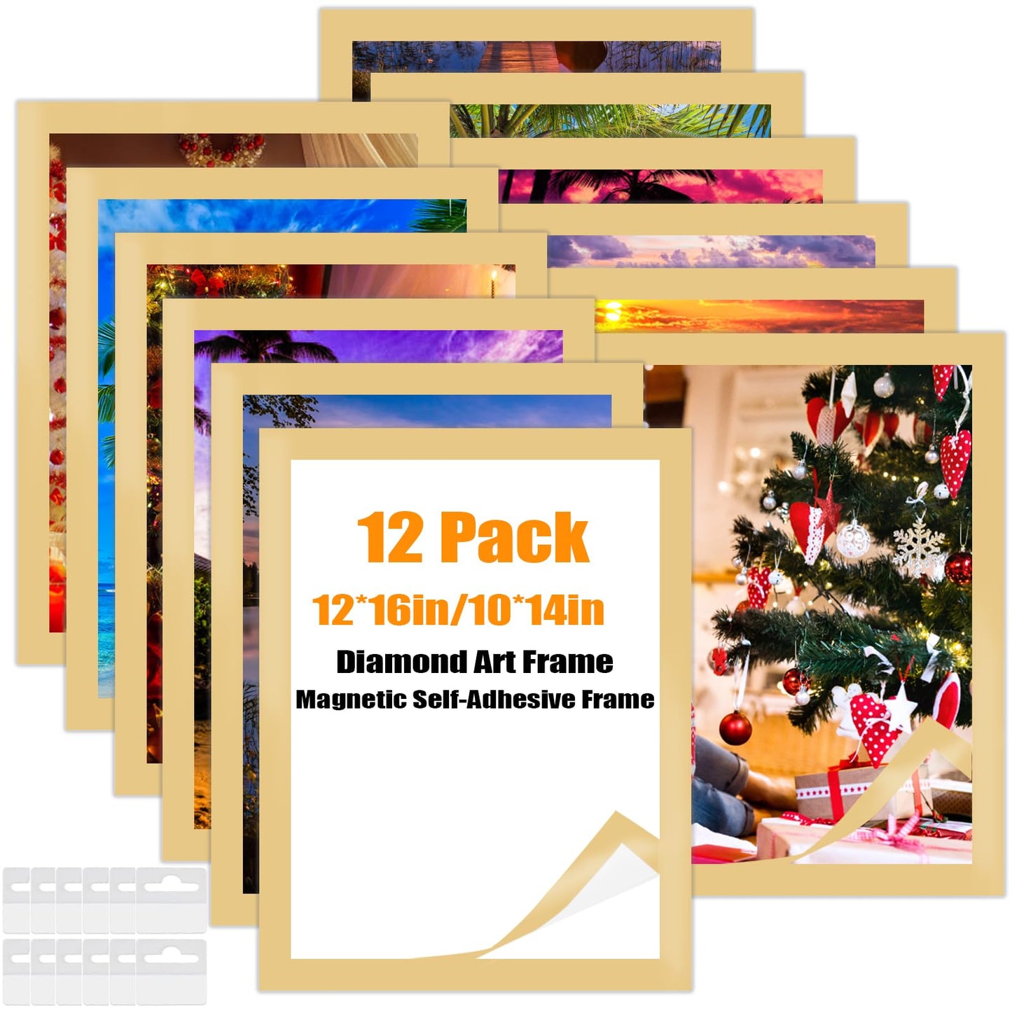 QUKLOGEN Diamond Art Frames 30x40cm,Magnetic Diamond Art Painting Canvas Frames 12"x16",PVC Self Adhesive with Hooks Suitable for 10x14 inches Pictures for Home Office Wall Door Decor