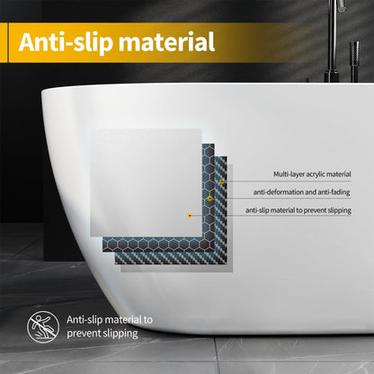 GarveeLife 67'' Acrylic Freestanding Bathtub, Soaking Bathtub with Deep Ergonomic Design Matte Drain Overflow, cUPC Certified, Double-Walled Insulation, Easy Install and Safe Use, White