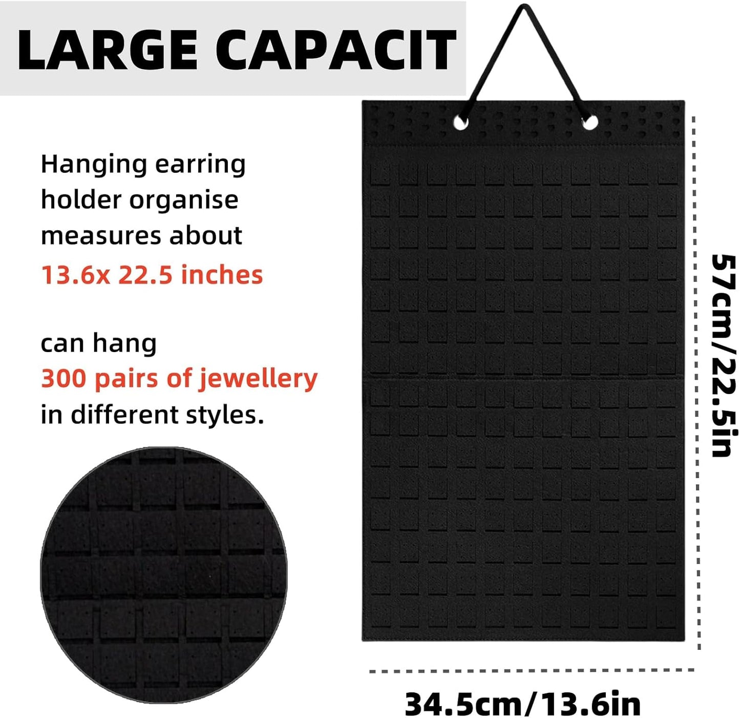 Hanging Earring Holder Organiser, Brooch Pin Display Board with 150 Slots for up to 300 Pairs of Earrings/Pins, Storage