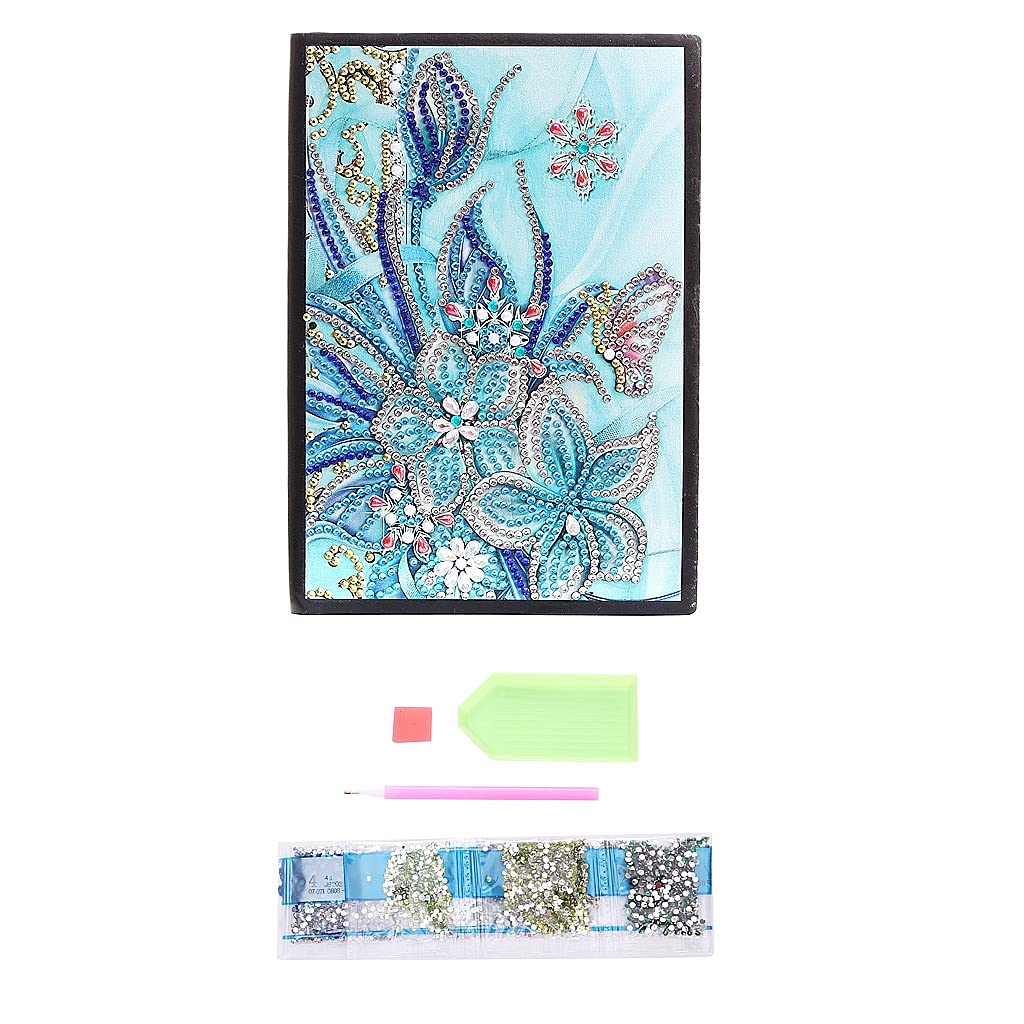 Generic 5D Diamond Painting Notebook and Bookmark Kits Butterfly Among Flowers Cover Leather Special Shaped Journal Sketchbook Crystal Diamond Art Hardcover Dairy Book Festival Birthday Gift 21x15cm