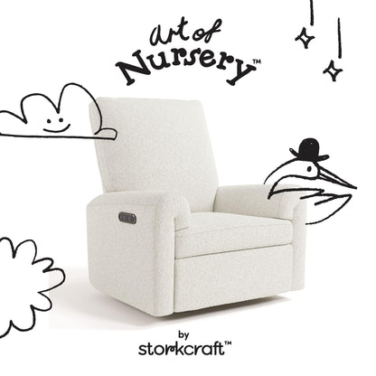 Storkcraft Sorrento Deluxe Power Recliner Swivel Glider – Premium Electronic Nursery Rocking Chair, Oeko-TEX 100 Certified, Includes Dual-USB Charging Port with USB-A & USB-C (Ivory Boucle)