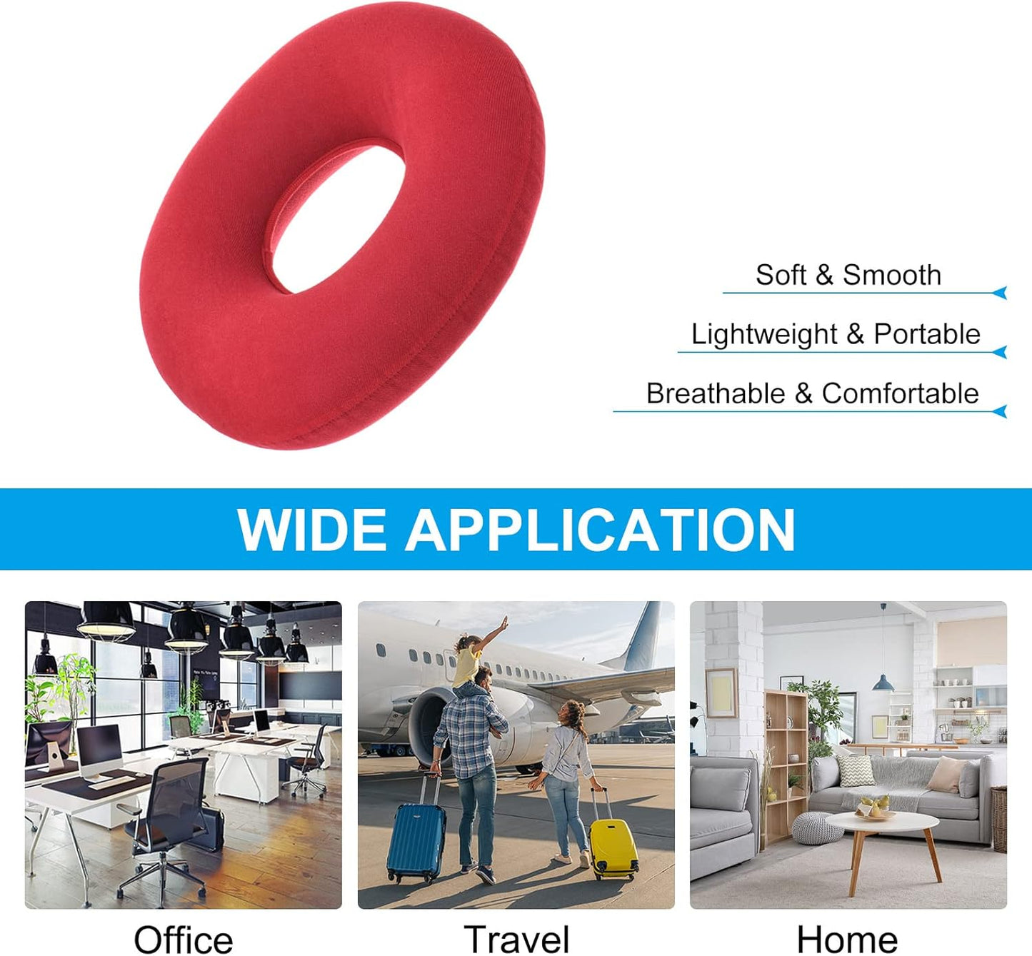 PATIKIL Portable Inflatable Seat Cushion, Donut Chair Pillow with Pump for Home, Office, and Car Use
