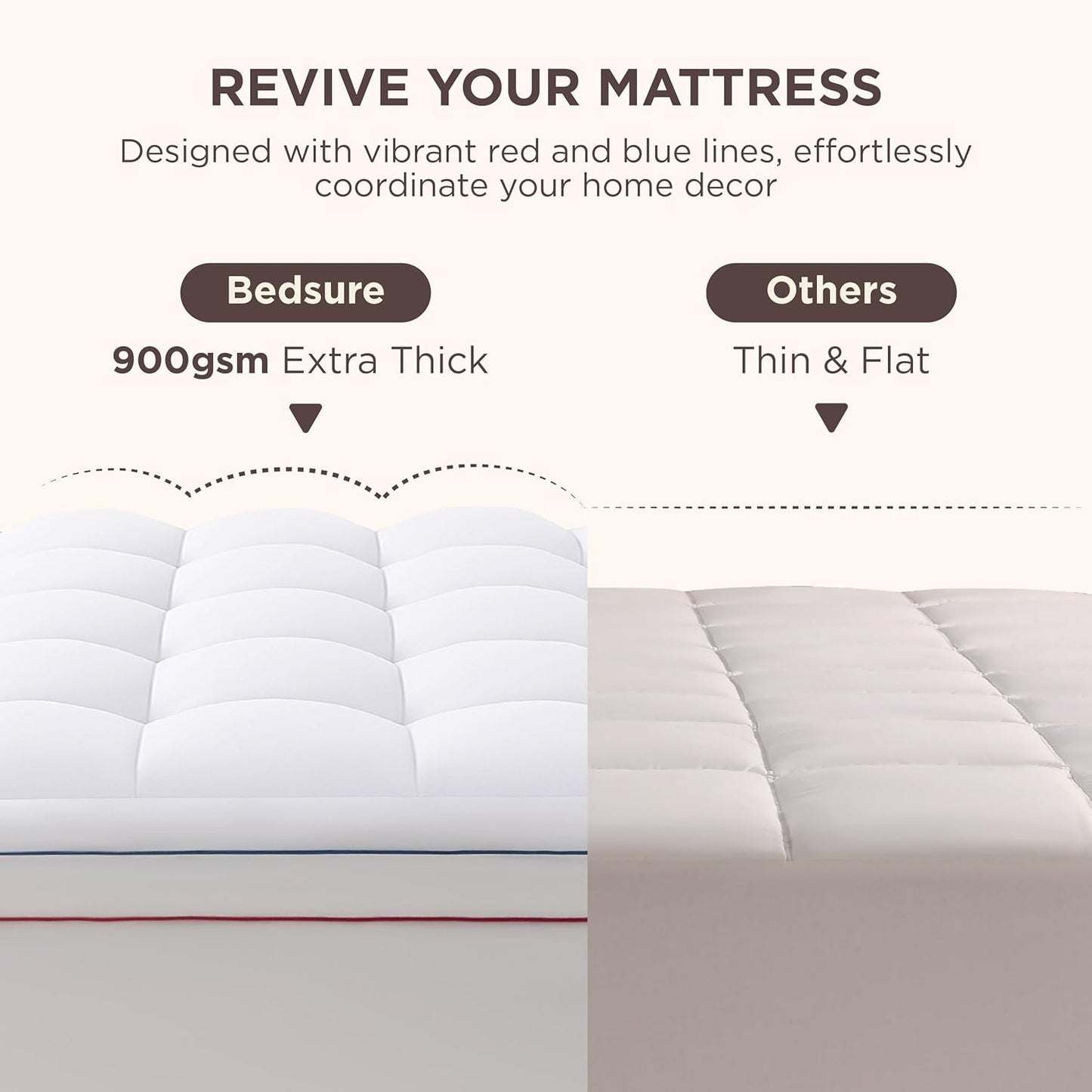 21 Inches, Bedsure Queen Mattress Topper - Extra Thick Mattress Pad Cover with Deep Pocket fits up to Soft Pillow Top