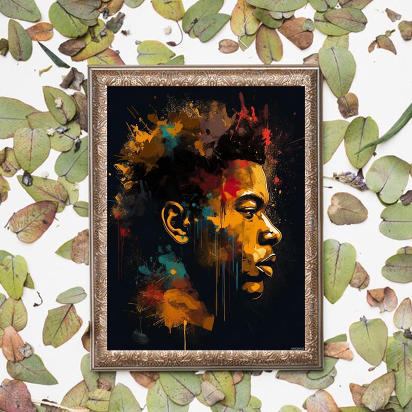 HMDIIMGE DIY 5D Diamond Art Kits Painting for Adults African American Minimalist Abstract Gold and Black Man 30x40cm
