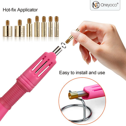 Oneyoco Hotfix Rhinestone Setter, Rhinestone Applicator Tool Kit with Rhinestones, Hot Fixed Wand for Clothes, Fabric Crafts