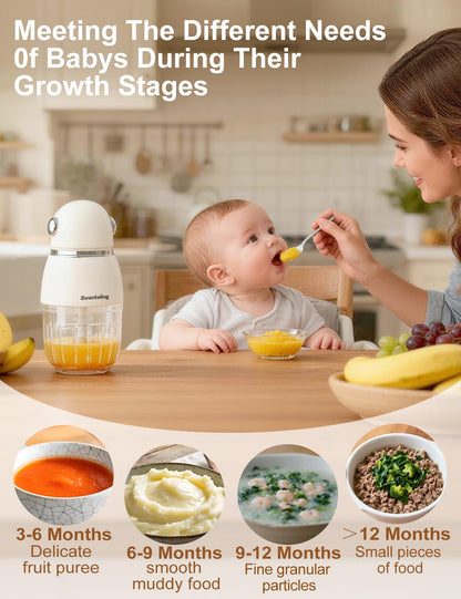Swenteling Baby Food Maker, Creamy White Baby Food Blender, 10oz Food Puree Maker, Food Processor for Foods Fruit Vegetable Meat, 8-Second Quick Soft Food Prep，BPA-Free