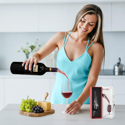 Jwalin Wine Aerator and Pourer – Premium Air Decanter Spout to Enhance Wine Flavor & Aroma, No-Drip Wine Pourer Spout for Red & White Wines, Perfect Gift for Wine Lovers