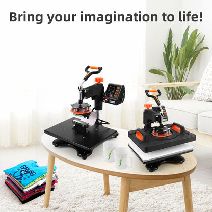 11 in 1 Heat Press Machine Professional Sublimation Machine 12" X 15", 360-Degree Swing Away, Multifunction Heat Transfer Machine Industrial-Quality for T-Shirts, Pillow, Hats, Caps, Mugs and Plate
