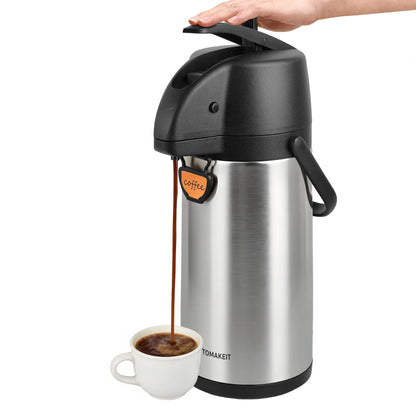 TOMAKEIT Airpot Coffee Dispenser Thermal with Pump,3L/102 Oz Insulated Stainless Steel Large Airpot Coffee Carafe Lever Action for Hot/Cold Water,Thermal Carafe for Hot Cocoa for Parties