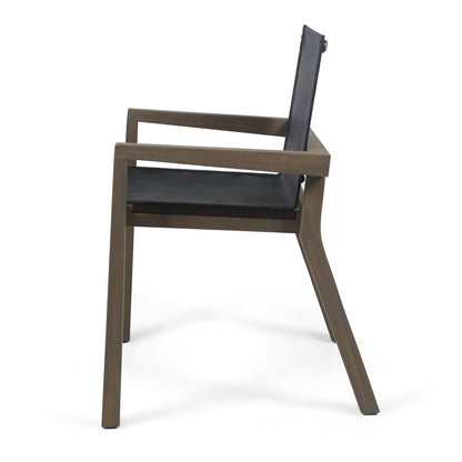 Christopher Knight Home Zion Acacia Wood Outdoor Dining Set for 6, 7 Piece Patio Dining Table and Chair Set, Wooden Outdoor Dining Armchair and Table Set, Teak+Dark Grey+Grey