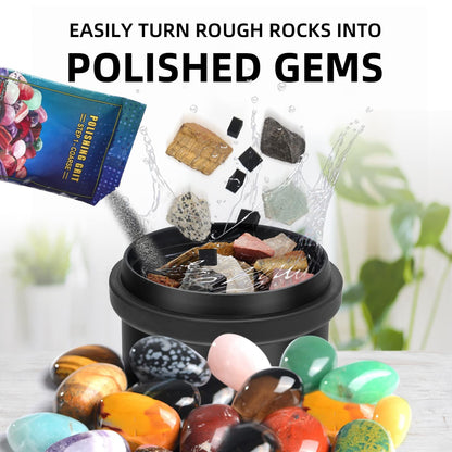 Tryes Rock Tumbler Kit Adults - Rock Polisher Tumbler with Noise Reduction Cover, Speed&Timer Control, Includes 4 Polishing Grits, Rough Gemstones, Learning Guide etc.(Blue)
