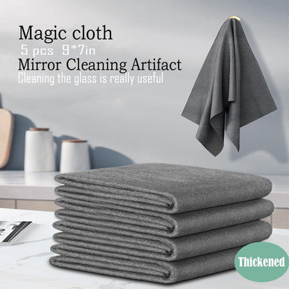 BOOLUU 5pcs 9×7 Inches Real Magic Cloth Thickened Magic Cleaning Cloth Microfiber Magic Cleaning Cloth for Mirror, Glass, Window and Cars