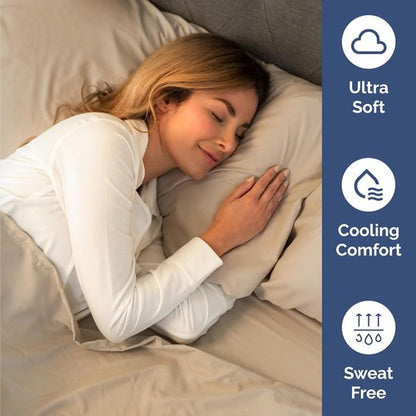 Comfy Twin Size 3-Piece Sheet Set by [Brand Name] | Breathable Cooling Bed Sheets - Ultra-Soft, Deep Pockets - Oeko-Tex Certified, Cream