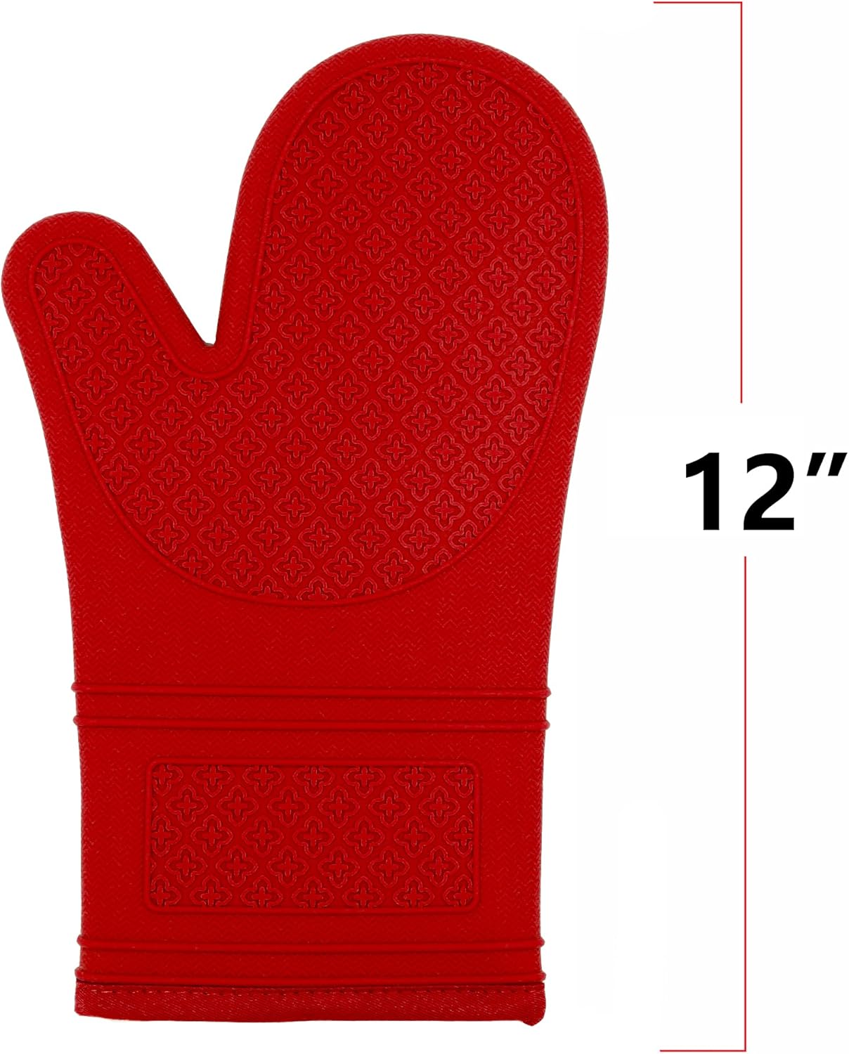 Yutat Silicone Oven Mitts, 600 Degree Heat Resistant Gloves with Non-Slip Silicone, Soft Cotton Lining, Waterproof, 1
