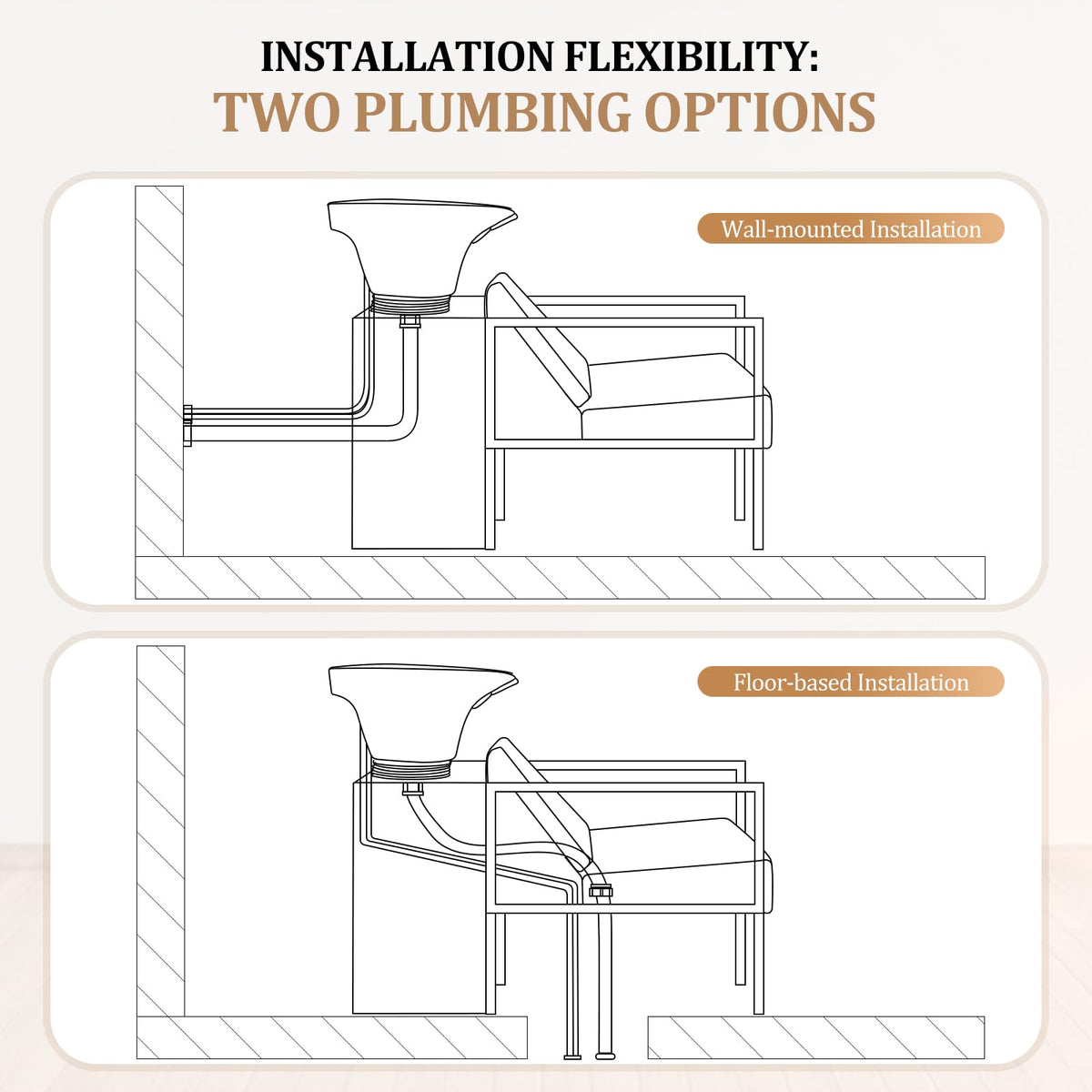 OmySalon Salon Shampoo Bowl and Chair, Hair Washing Station w/Tilting Sink & Storage Cabinet, Backwash Barber Chair for Barbershop Beauty Spa Massage Hairdressing