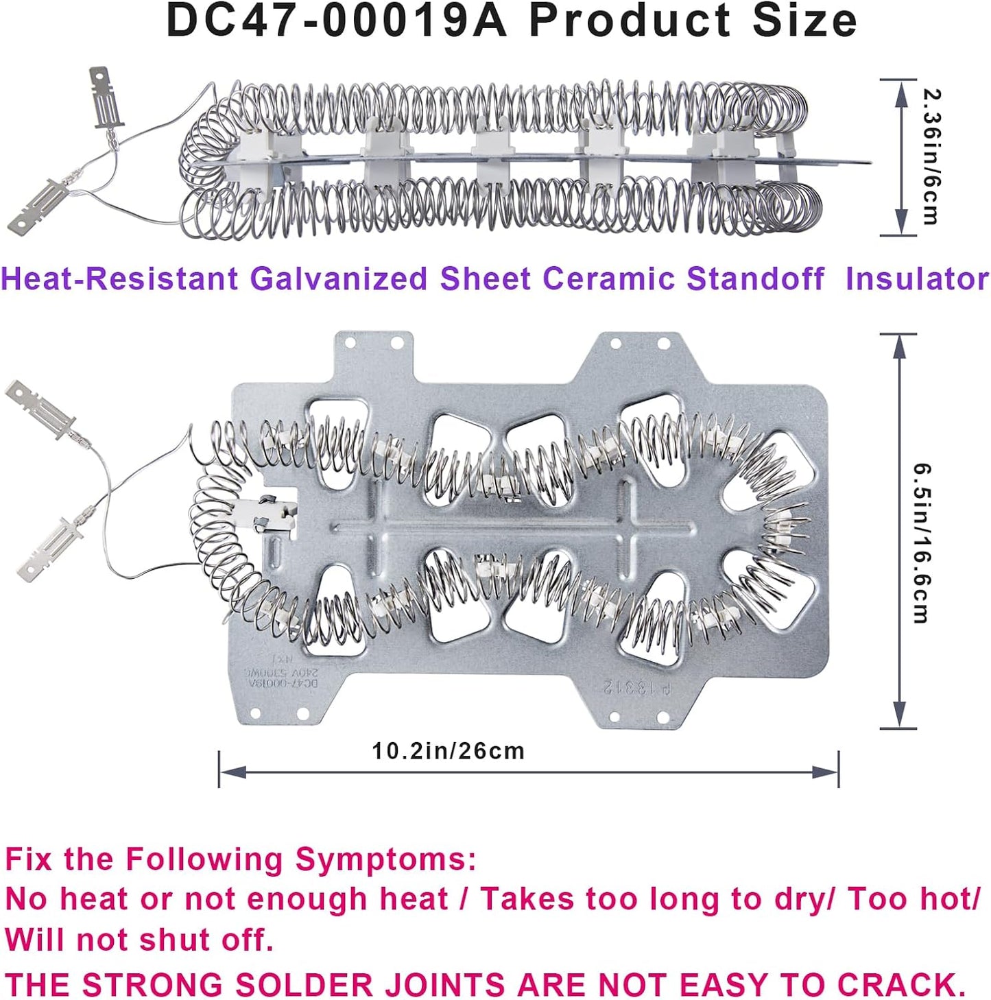Dryer Heating Element (DC47-00019A) for Samsung, Thermal Fuse (DC96-00887A) and Thermostat (DC47-00018A) Dryer Repair