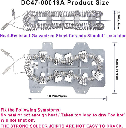Dryer Heating Element (DC47-00019A) for Samsung, Thermal Fuse (DC96-00887A) and Thermostat (DC47-00018A) Dryer Repair