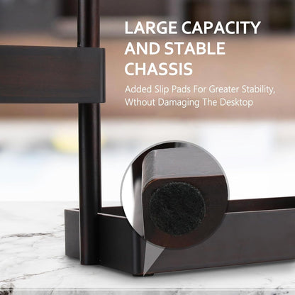 Bathroom Counter Organizer, 3 Tier Rotating Vanity Storage Cabinet, Wooden Cosmetic Holder for Countertop, Kitchen