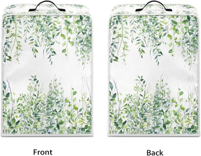 DISNIMO Coffee Maker Dust Cover, Green Leaves Design, Dustproof Kitchen Appliance Cover with Top Handle