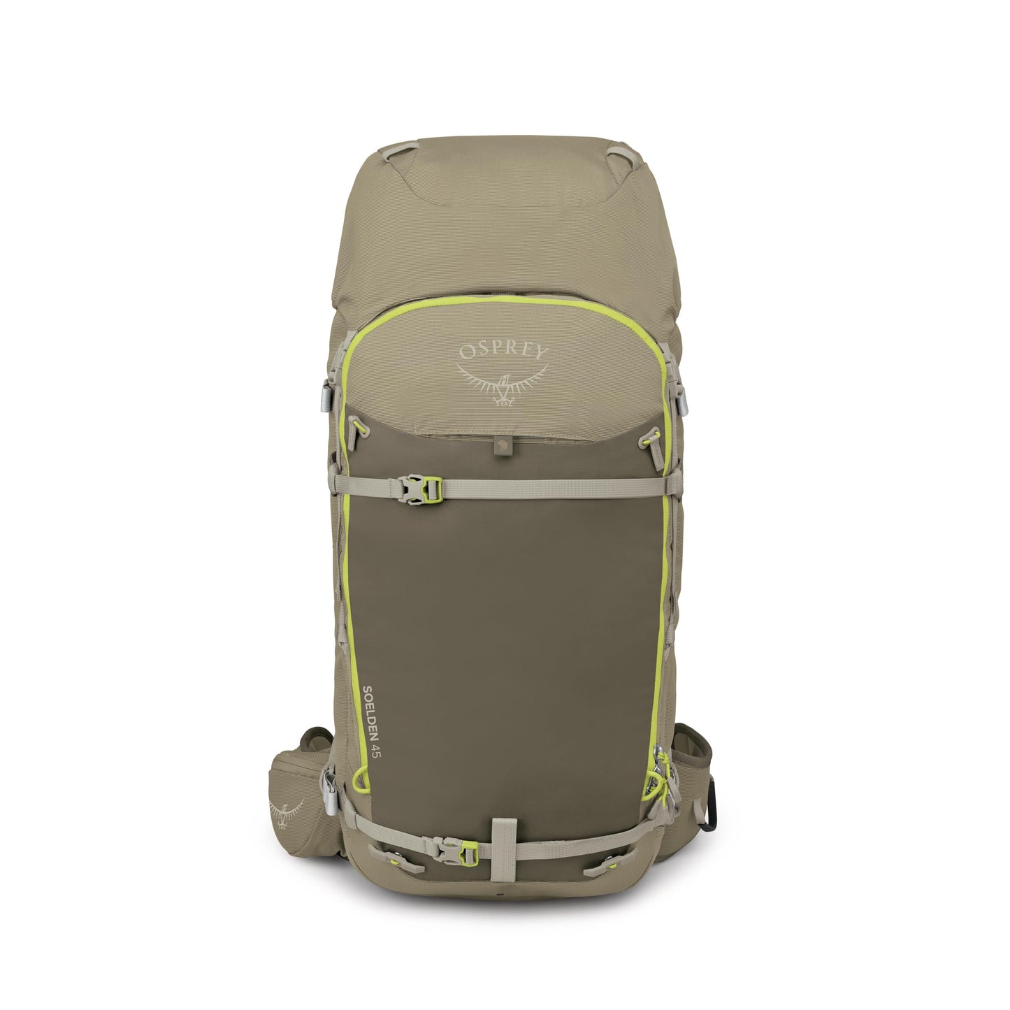 Osprey Soelden 45L Ski and Snowboard Backpack - High-Volume Backcountry Snow Pack for Men - Hut Trip Ready - Helmet Carry - Made with 100% Recycled Nylon, Olive Tan